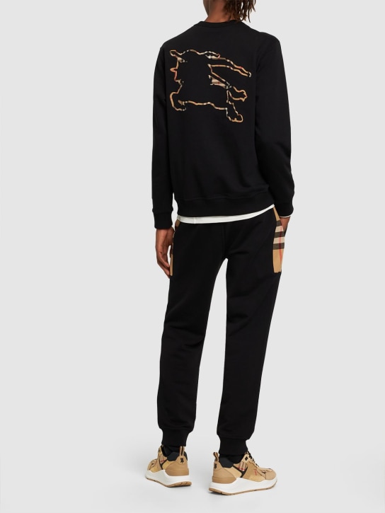 Burberry: Sudadera de jersey de algodón con logo - Negro - men_1 | Luisa Via Roma