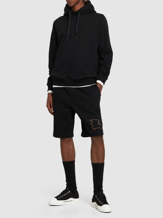 Burberry: Shorts de jersey con logo - Negro - men_1 | Luisa Via Roma