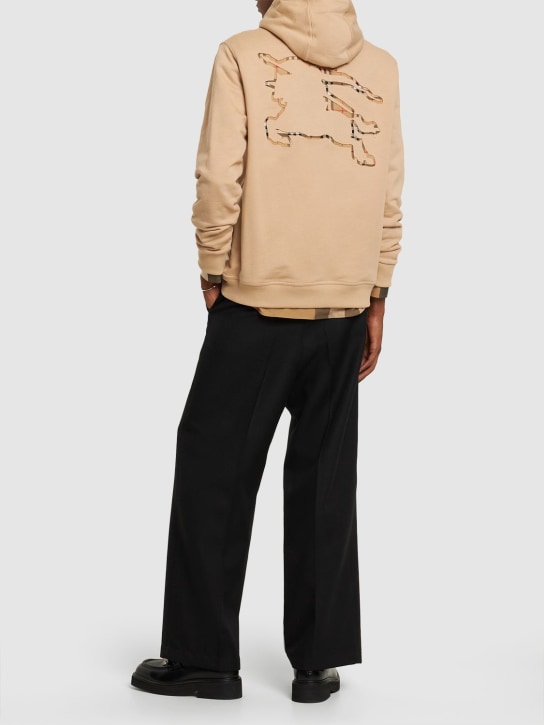 Burberry: Marks printed cotton jersey hoodie - Soft Fawn - men_1 | Luisa Via Roma
