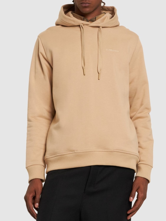 Burberry: Marks printed cotton jersey hoodie - Soft Fawn - men_2 | Luisa Via Roma