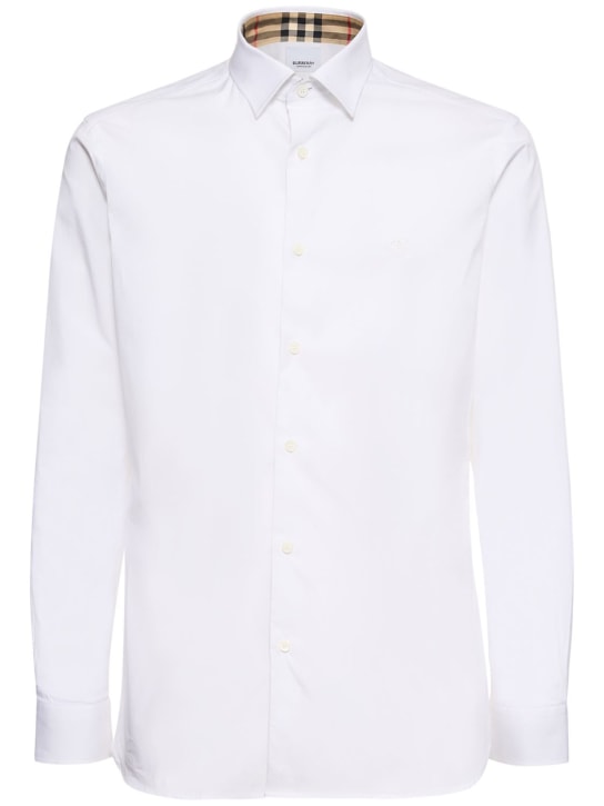 Burberry: Sherfield cotton shirt w/ Check inserts - White - men_0 | Luisa Via Roma