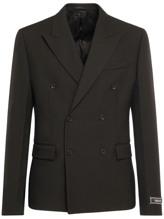 Versace: Formal double breasted wool jacket - Black - men_0 | Luisa Via Roma