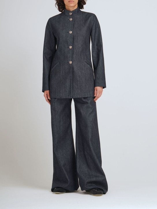 Loro Piana: Nataniel cotton denim Mandarin jacket - women_1 | Luisa Via Roma
