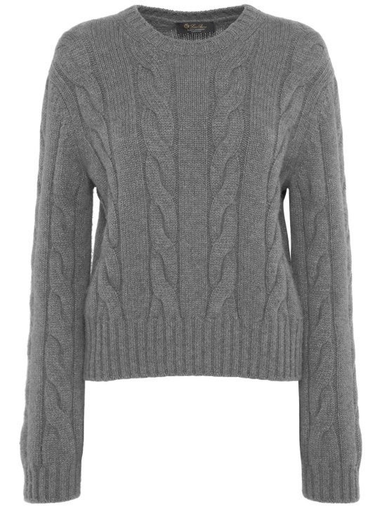 Loro Piana: Napier cable knit cashmere sweater - women_0 | Luisa Via Roma