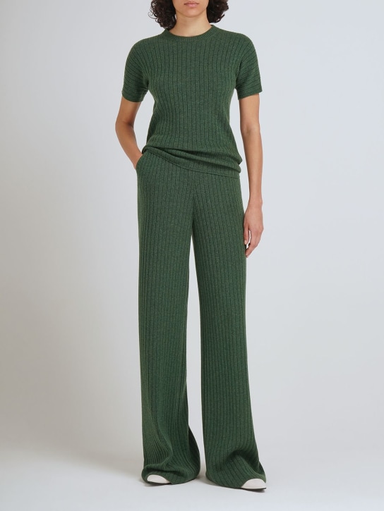 Loro Piana: Maras rib knit cashmere wide pants - women_1 | Luisa Via Roma