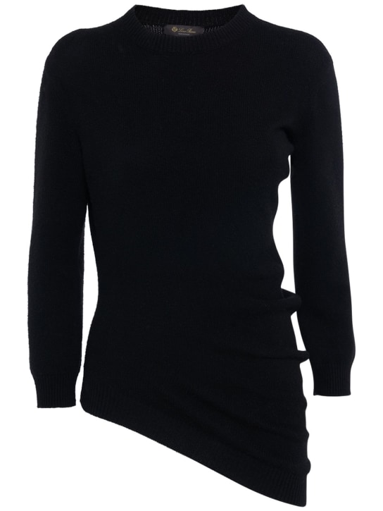 Loro Piana: Queenstown ruched cashmere knit sweater - women_0 | Luisa Via Roma