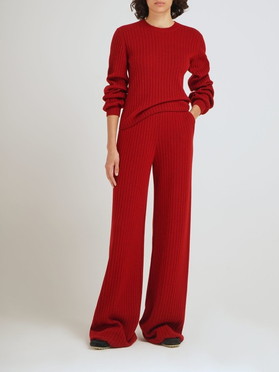 Loro Piana: Maras rib knit wide pants - women_1 | Luisa Via Roma