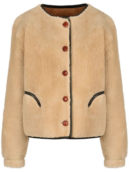 Blazé Milano: Tatoosh Gliss shearling jacket - Beige - women_0 | Luisa Via Roma