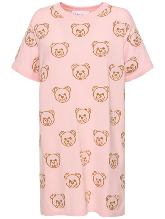 Moschino: 泰迪熊logo羊毛提花衬衫裙 - women_0 | Luisa Via Roma