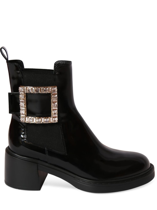 Roger Vivier: 60mm Viv Ranger patent leather boots - Siyah - women_0 | Luisa Via Roma