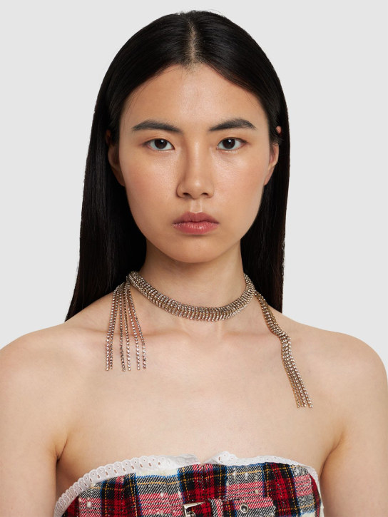 Rosantica: Arte crystal scarf long necklace - Gold/Crystal - women_1 | Luisa Via Roma