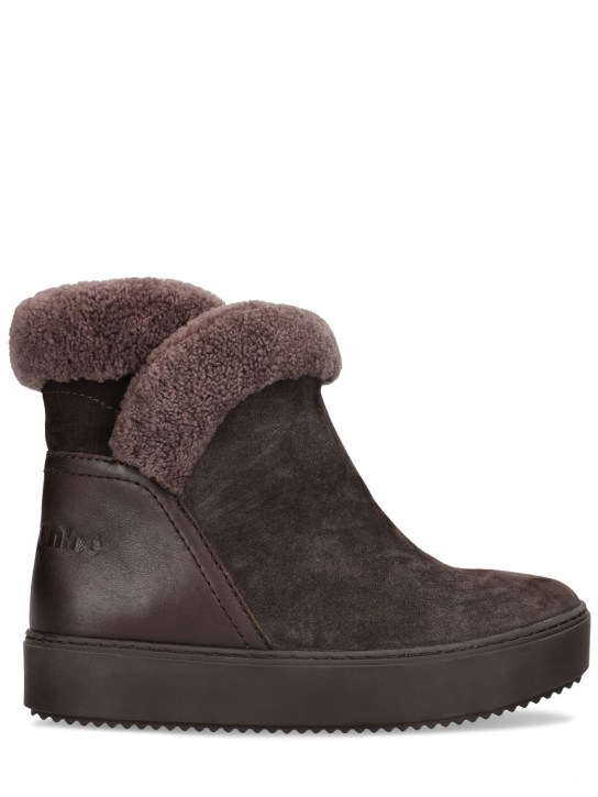 See By Chloé: 20mm Juliet suede ankle boots - Dark Grey - women_0 | Luisa Via Roma