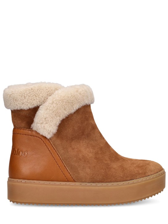 See By Chloé: 20mm Juliet suede ankle boots - Tan - women_0 | Luisa Via Roma