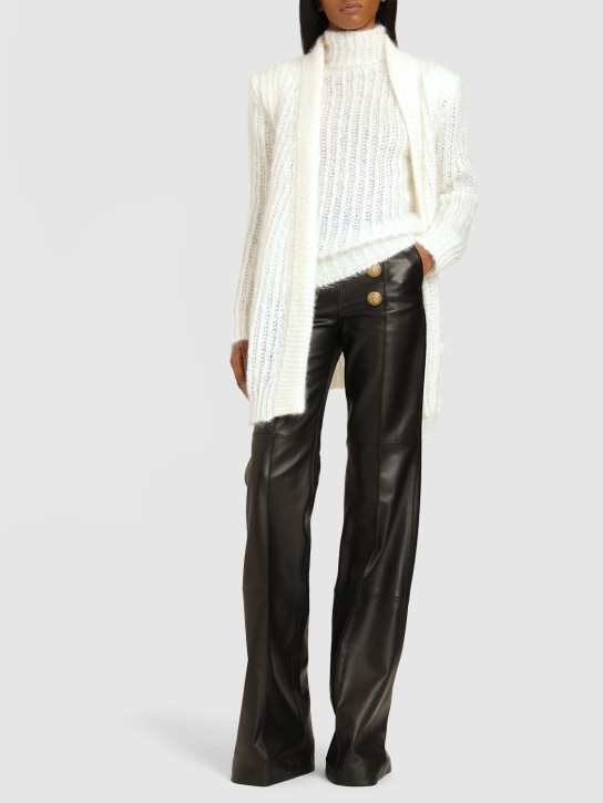 Balmain: 시퀸 모헤어 벨트 카디건 - 화이트 - women_1 | Luisa Via Roma
