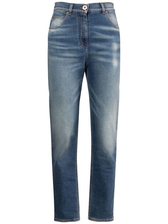Balmain: High rise denim skinny jeans - Denim - women_0 | Luisa Via Roma