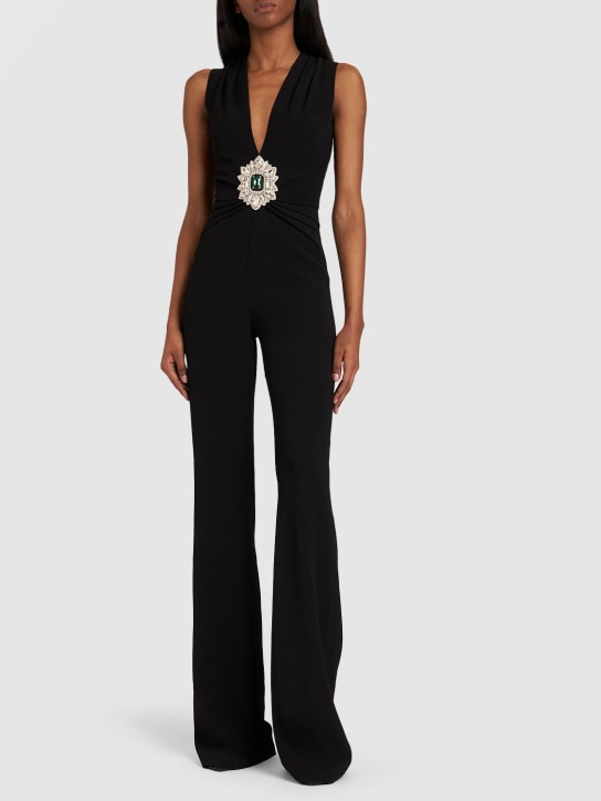 Balmain: Embellished viscose crepe jumpsuit - Black - women_1 | Luisa Via Roma