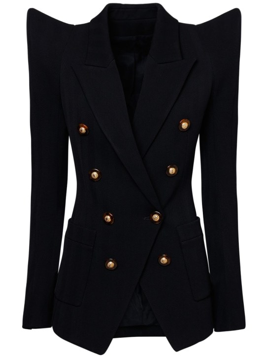 Double breasted wool chevron blazer Balmain Women Luisaviaroma