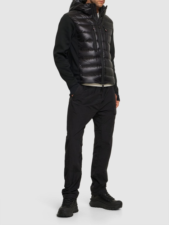 Moncler Grenoble: Padded nylon & knit hoodie - Black - men_1 | Luisa Via Roma