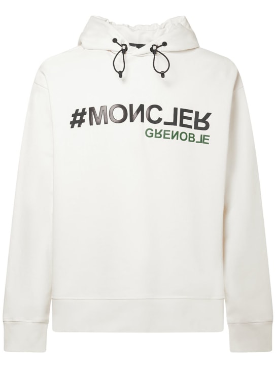 Moncler Grenoble: 精梳棉连帽卫衣 - 白色 - men_0 | Luisa Via Roma