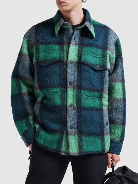 Moncler Grenoble: Hemdjacke aus Wollmischung „Waier“ - Grün/Blau - men_1 | Luisa Via Roma