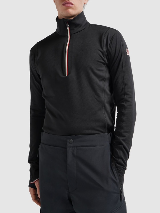 Moncler Grenoble: Nylon zip-up sweatshirt - Black - men_1 | Luisa Via Roma