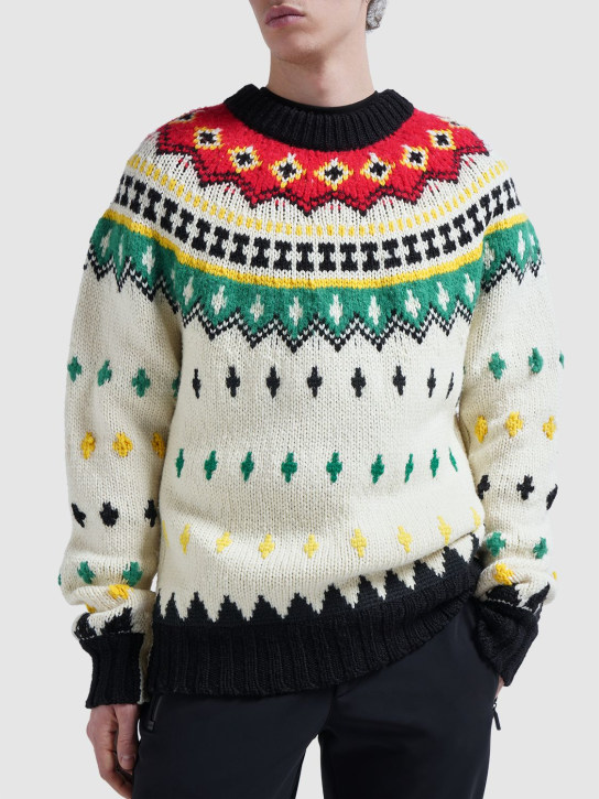 Moncler Grenoble: Brushed wool blend sweater - Optic White - men_1 | Luisa Via Roma