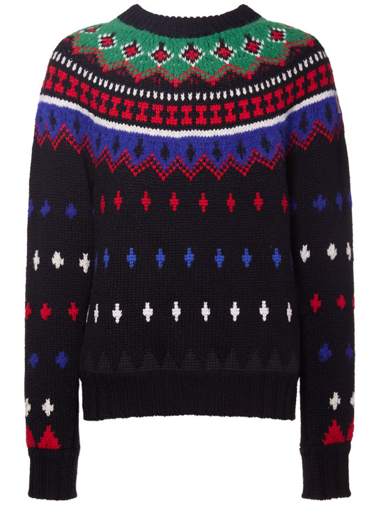 Moncler Grenoble: Sweater aus gekämmter Wollmischung - Schwarz/Multi - men_0 | Luisa Via Roma