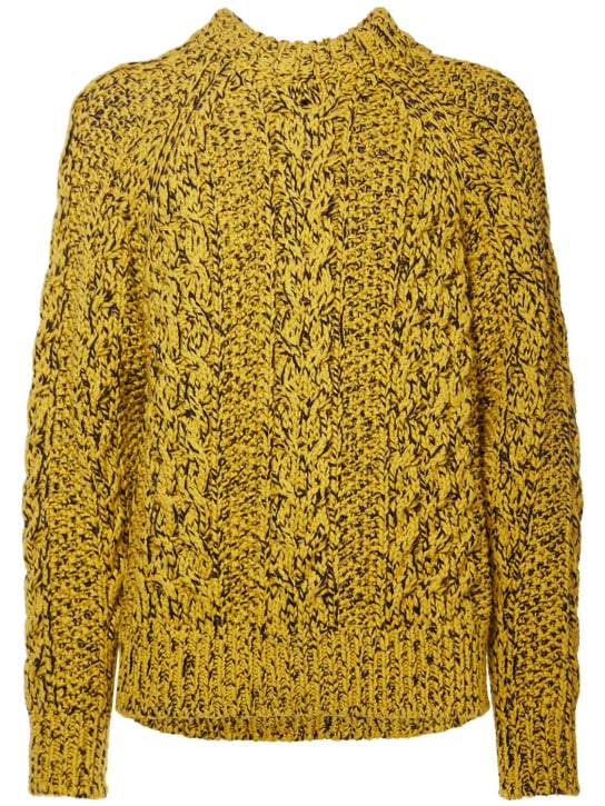 Moncler Grenoble: 羊毛混纺针织毛衣 - 黄色/黑色 - men_0 | Luisa Via Roma