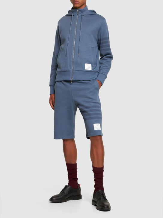 Thom Browne: Zip-up sweatshirt hoodie - Dark Blue - men_1 | Luisa Via Roma