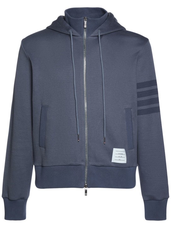 Thom Browne: Zip-up sweatshirt hoodie - Dark Blue - men_0 | Luisa Via Roma