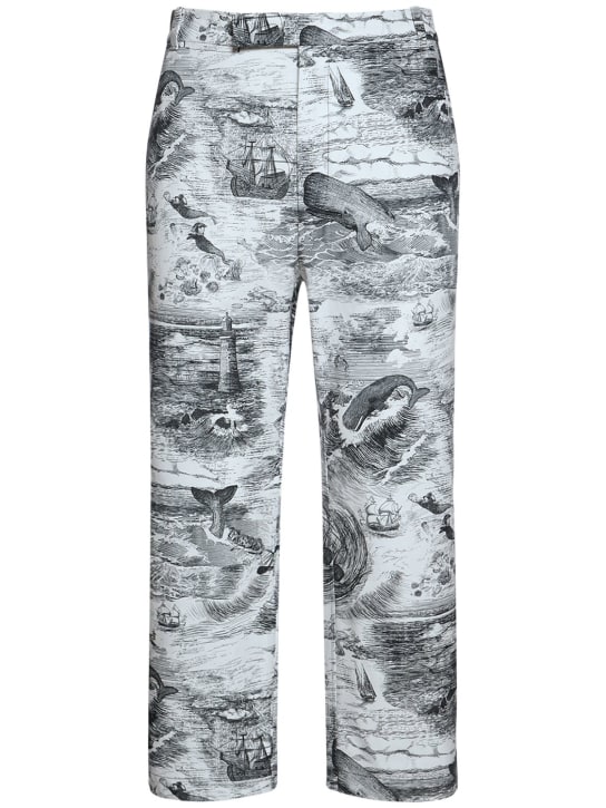 Thom Browne: Unconstructed cotton straight leg pants - Black/White - men_0 | Luisa Via Roma