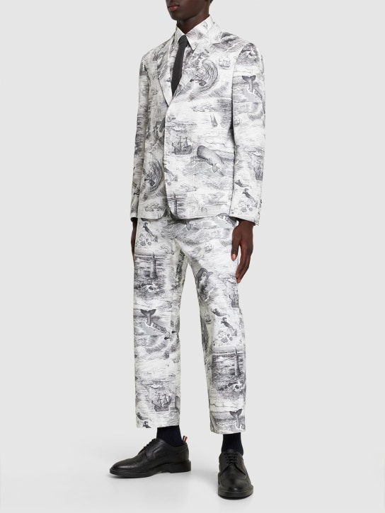 Thom Browne: Unconstructed printed cotton blazer - Black/White - men_1 | Luisa Via Roma