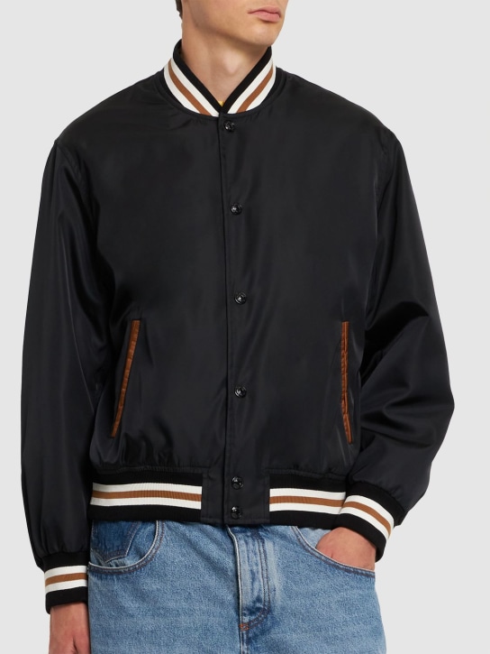 Versace: Embroidered bomber jacket - Siyah - men_1 | Luisa Via Roma