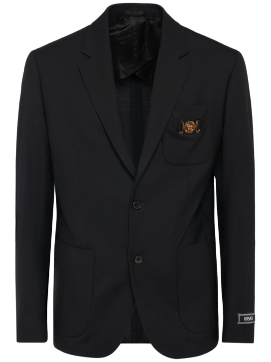 Versace: Blazer formal de lana - Negro - men_0 | Luisa Via Roma