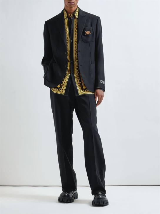 Versace: Blazer formale in lana - Nero - men_1 | Luisa Via Roma