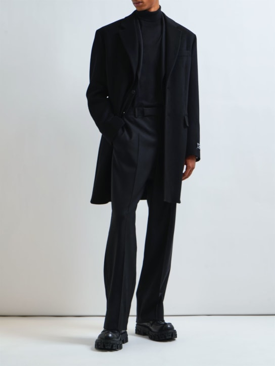 Versace: 羊毛大衣 - 黑色 - men_1 | Luisa Via Roma