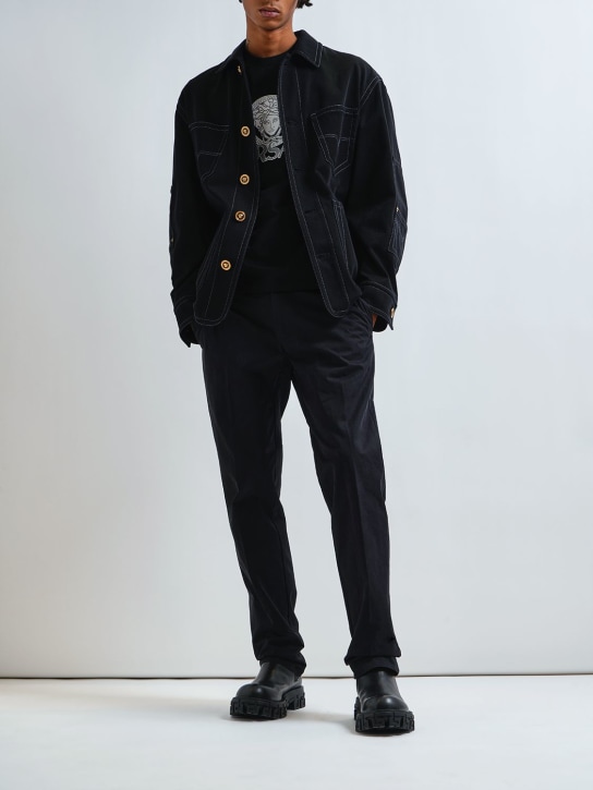 Versace: コットンTシャツ - ブラック - men_1 | Luisa Via Roma