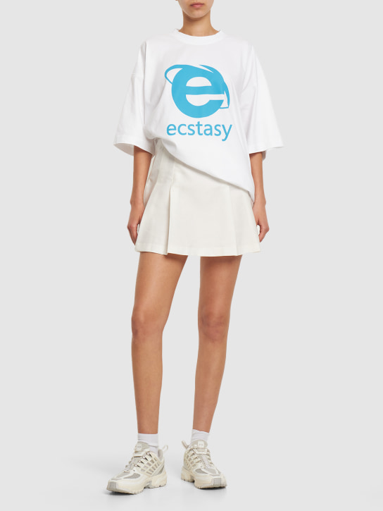VETEMENTS: Ecstasy printed cotton t-shirt - Beyaz - women_1 | Luisa Via Roma