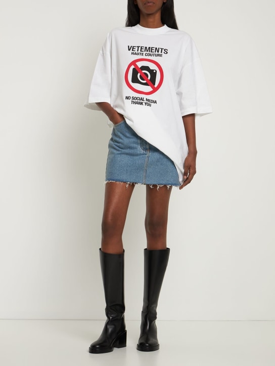 VETEMENTS: Baumwoll-T-Shirt mit Druck - Weiß - women_1 | Luisa Via Roma
