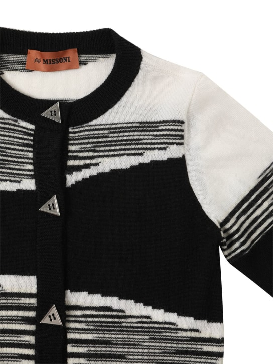 Missoni: Striped wool knit cardigan - Siyah/Beyaz - kids-girls_1 | Luisa Via Roma
