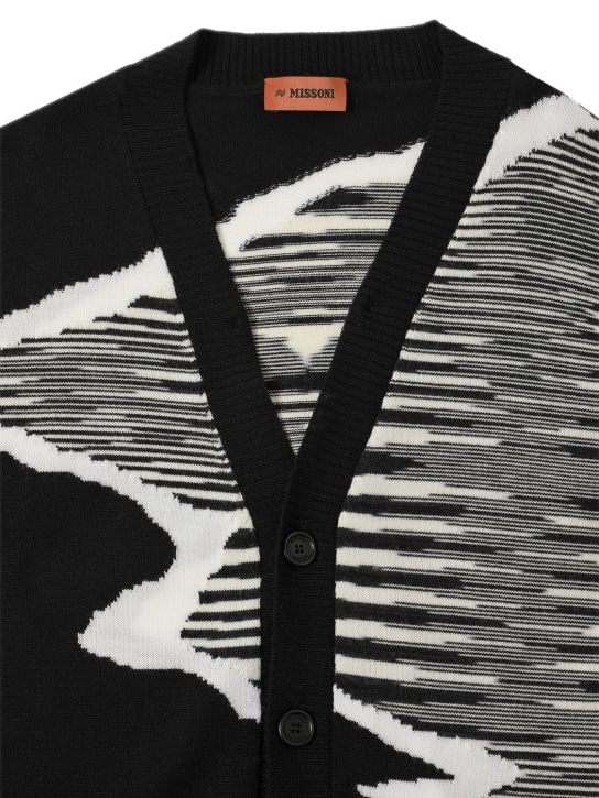 Missoni: Striped wool knit maxi cardigan - Black/White - kids-boys_1 | Luisa Via Roma