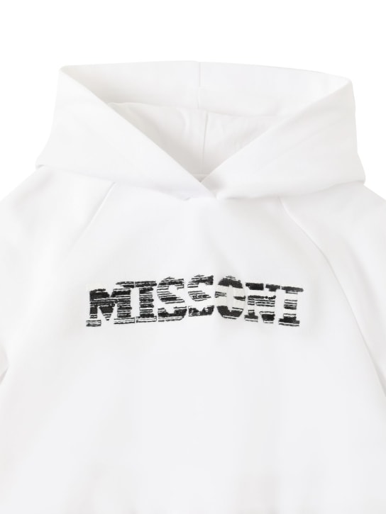 Missoni: Organic cotton cropped hoodie w/logo - Beyaz - kids-girls_1 | Luisa Via Roma