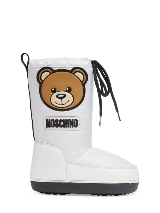Moschino: Snow boots w/logo - White - kids-boys_0 | Luisa Via Roma