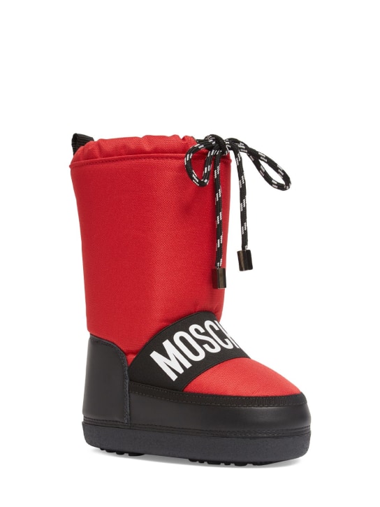 Moschino: Snow boots w/logo - Red - kids-boys_1 | Luisa Via Roma