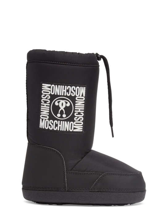 Moschino: Snow boots w/logo - Black - kids-boys_0 | Luisa Via Roma