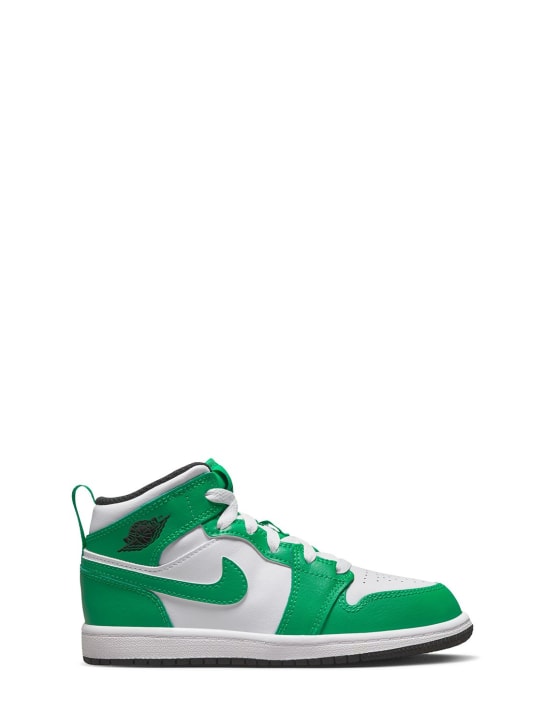 Nike: Jordan 1 Mid sneakers - Green/White - kids-boys_0 | Luisa Via Roma