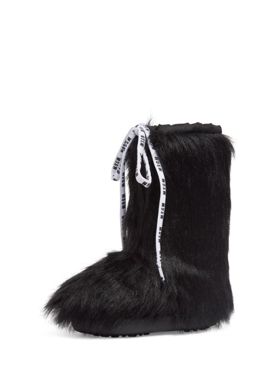 MSGM: Faux fur snow boots - Siyah - kids-girls_1 | Luisa Via Roma