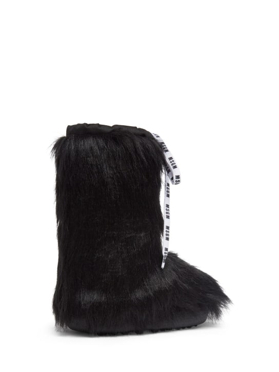 MSGM: Faux fur snow boots - Black - kids-girls_0 | Luisa Via Roma