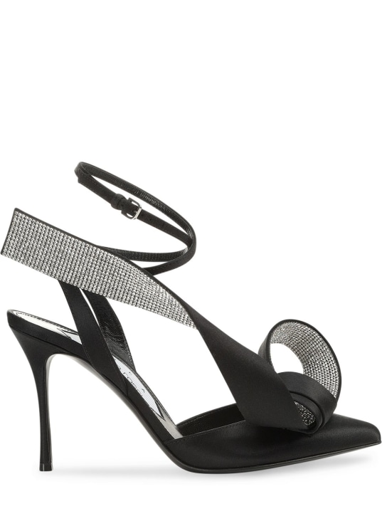 Area X Sergio Rossi: 90mm Satin slingback heels - Siyah - women_0 | Luisa Via Roma