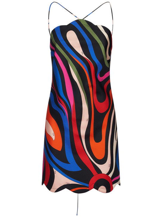 Pucci: Printed silk open back minidress - women_0 | Luisa Via Roma